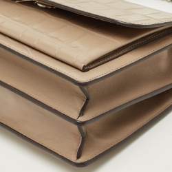 Pre Owned Coach Beige Croc Embossed Leather Klare Crossbody Bag