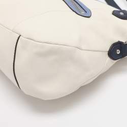 Pre Owned Coach White/Blue Leather Daisy Spectator Mia Satchel