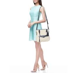 Pre Owned Coach White/Blue Leather Daisy Spectator Mia Satchel