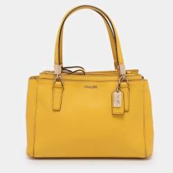 Pre Owned Coach Yellow Leather Mini Christie Carryall Satchel