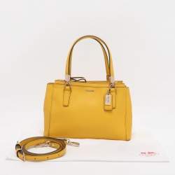 Pre Owned Coach Yellow Leather Mini Christie Carryall Satchel