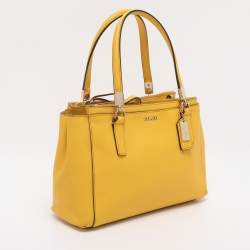 Pre Owned Coach Yellow Leather Mini Christie Carryall Satchel