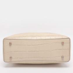 Pre Owned Coach Willow Beige Croc Embossed Leather Bucket bag