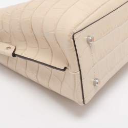 Pre Owned Coach Willow Beige Croc Embossed Leather Bucket bag