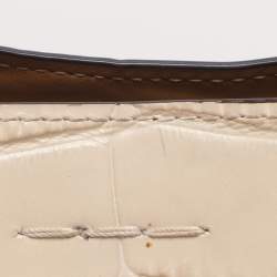 Pre Owned Coach Willow Beige Croc Embossed Leather Bucket bag