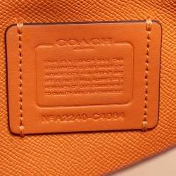 Pre Owned Coach Mollie 25 Orange Leather Tote
