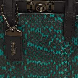 مملوكة مسبقًا حقيبة يد كوتش \"تروب\" 16 جلد أسود/أخضر وجلد الثعبان