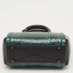 مملوكة مسبقًا حقيبة يد كوتش \"تروب\" 16 جلد أسود/أخضر وجلد الثعبان