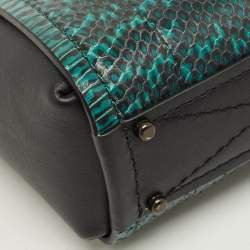 مملوكة مسبقًا حقيبة يد كوتش \"تروب\" 16 جلد أسود/أخضر وجلد الثعبان