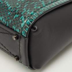 مملوكة مسبقًا حقيبة يد كوتش \"تروب\" 16 جلد أسود/أخضر وجلد الثعبان