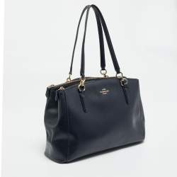 مملوكة مسبقًا حقيبة كوتش كريستي ساتشيل جلد أزرق بحري كبيرة