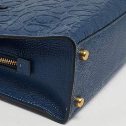 Pre Owned Coach Carter Carryall Blue Signature Leather Tote