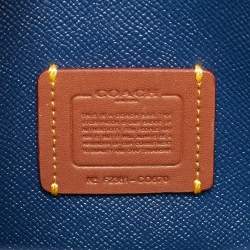 Pre Owned Coach Carter Carryall Blue Signature Leather Tote