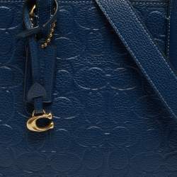 Pre Owned Coach Carter Carryall Blue Signature Leather Tote