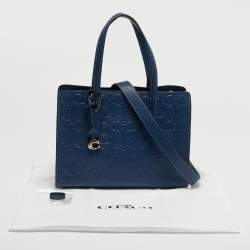 Pre Owned Coach Carter Carryall Blue Signature Leather Tote