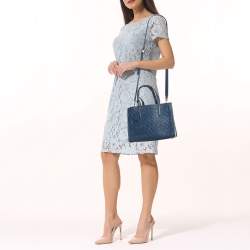 Pre Owned Coach Carter Carryall Blue Signature Leather Tote