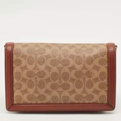 Pre Owned حقيبة كروس بودي كوتش رايلي كانفاس مغلف بالشعار بني