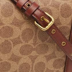 Pre Owned حقيبة كروس بودي كوتش رايلي كانفاس مغلف بالشعار بني