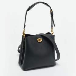 Pre Owned Coach Willow Black Leather Bucket Bag