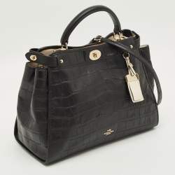 مملوكة مسبقًا Coach Gramercy Black Croc Embossed Leather Top Handle Bag