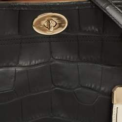 مملوكة مسبقًا Coach Gramercy Black Croc Embossed Leather Top Handle Bag
