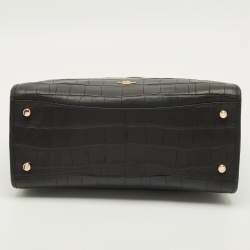 مملوكة مسبقًا Coach Gramercy Black Croc Embossed Leather Top Handle Bag