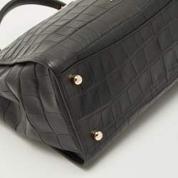 مملوكة مسبقًا Coach Gramercy Black Croc Embossed Leather Top Handle Bag