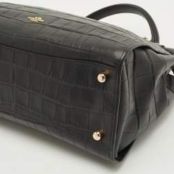 مملوكة مسبقًا Coach Gramercy Black Croc Embossed Leather Top Handle Bag
