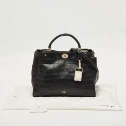 مملوكة مسبقًا Coach Gramercy Black Croc Embossed Leather Top Handle Bag
