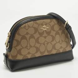 Pre Owned حقيبة كروس كوتش قماش مشمع بنقوش بنية / سوداء