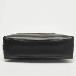 Pre Owned حقيبة كروس كوتش قماش مشمع بنقوش بنية / سوداء