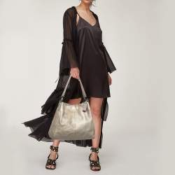 مملوكة مسبقًا حقيبة كتف كوتش ماديسون فيبي جلد بيج ميتاليك