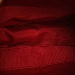 Pre Owned حقيبة كتف كوتش مجموعة حقوق كانتفاس مضغوط وتفاصيل جلدية بنية/حمراء