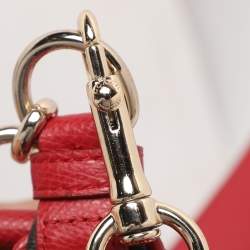 Pre Owned حقيبة كتف كوتش مجموعة حقوق كانتفاس مضغوط وتفاصيل جلدية بنية/حمراء