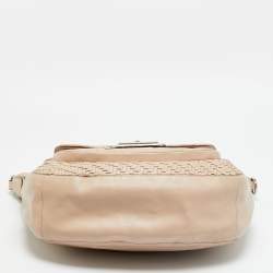 Pre Owned Coach Kristin Blush Pink Woven Leather Satchel