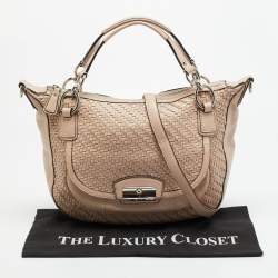 Pre Owned Coach Kristin Blush Pink Woven Leather Satchel