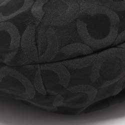 Pre Owned Coach Brooke Black Op Art Jacquard and Leather Hobo