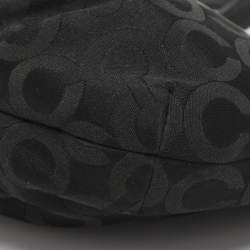 Pre Owned Coach Brooke Black Op Art Jacquard and Leather Hobo