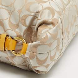 مملوكة مسبقًا Coach Ashley Mustard/Beige Signature Fabric and Patent Leather Shoulder Bag