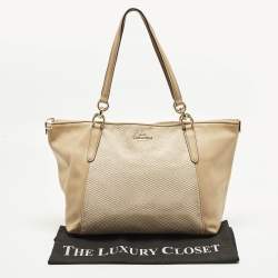 Pre Owned حقيبة يد توتس كوتش آفا قماش و جلد بيج