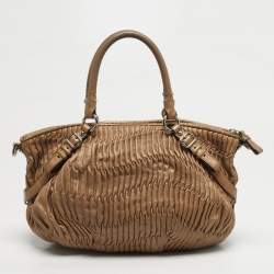 Pre Owned Coach Madison Gathered Beige Leather Satchel