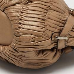 Pre Owned Coach Madison Gathered Beige Leather Satchel