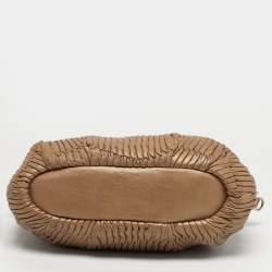 Pre Owned Coach Madison Gathered Beige Leather Satchel