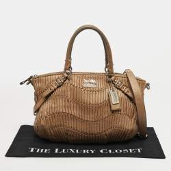 Pre Owned Coach Madison Gathered Beige Leather Satchel