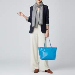 Pre Owned حقيبة يد كوچ سيتي سحاب جلد أزرق