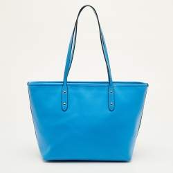 Pre Owned حقيبة يد كوچ سيتي سحاب جلد أزرق