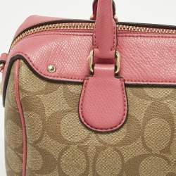 مملوكة مسبقًا Coach Bennett Mini Pink/Beige Signature Coated Canvas and Leather Satchel