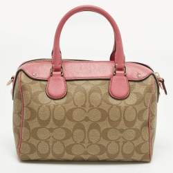 مملوكة مسبقًا Coach Bennett Mini Pink/Beige Signature Coated Canvas and Leather Satchel