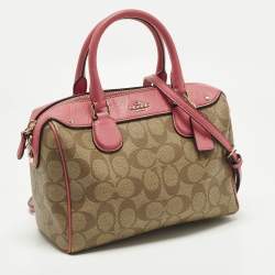 مملوكة مسبقًا Coach Bennett Mini Pink/Beige Signature Coated Canvas and Leather Satchel
