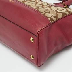 مملوكة مسبقًا حقيبة يد كوتش جلد وقماش شهيرة بيج/وردي بشرابة ليجاسي